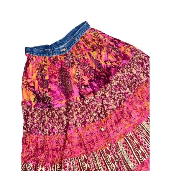 Vintage 90s ST. JOHN’S BAY PINK Multi Print Button Up Full Length MAXI Skirt  Si - Picture 3 of 9